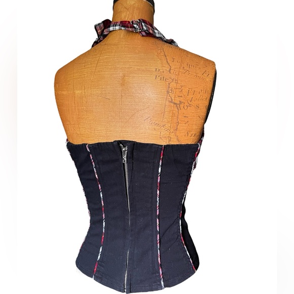 Tripp NYC Y2K Red Plaid Halter Top Size Medium Lip Service Hot Topic rockabilly - Picture 2 of 8